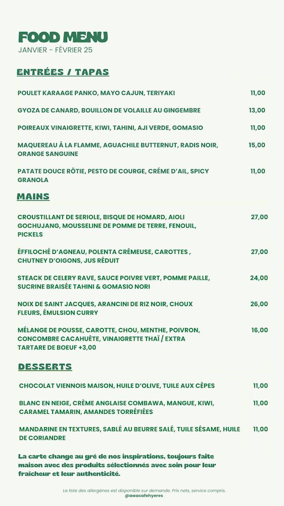 Awa cafe - Menu Image 1